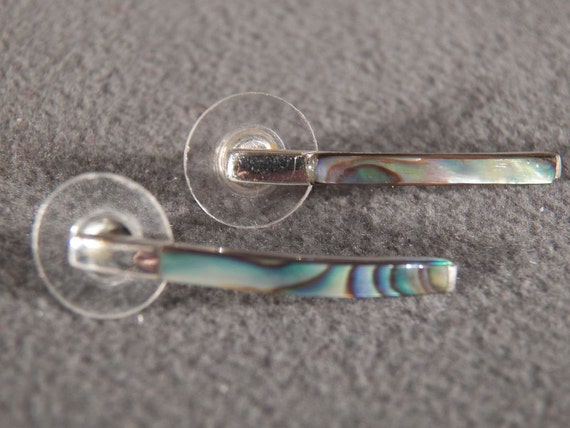 Vintage Sterling with Genuine Abalone Earrings Je… - image 1