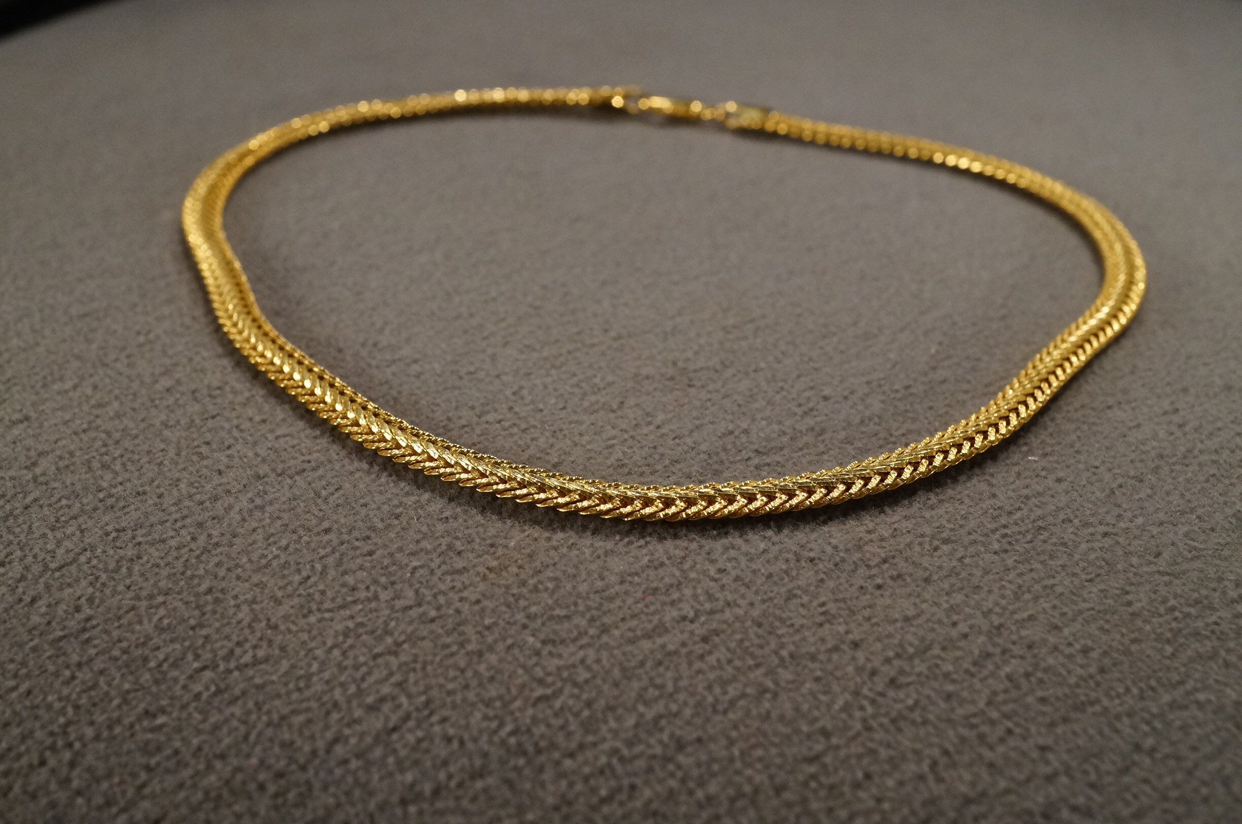 gold necklace vintage ゴールドネックレス Vintage Art Deco Style Yellow Gold Tone Chain Necklace