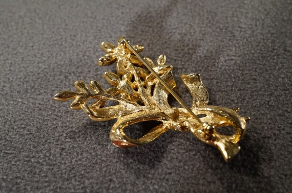 Vintage Art Deco Style Yellow Gold Tone Enameled Rhinestone