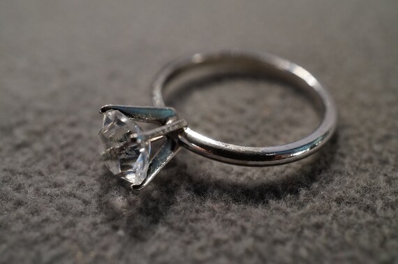 vintage silver tone statement solitaire ring with… - image 3