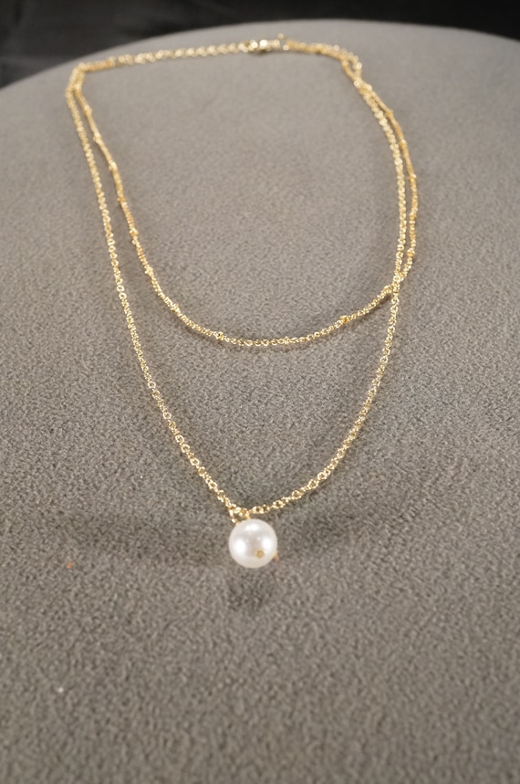 Vintage Art Deco Style Yellow Gold Tone Faux Pearl