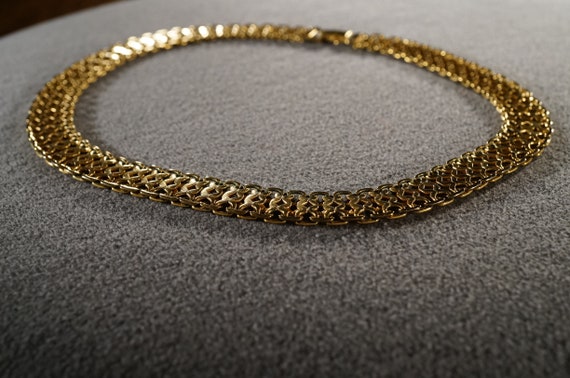 Vintage Art Deco Style Yellow Gold Tone Chain Des… - image 3