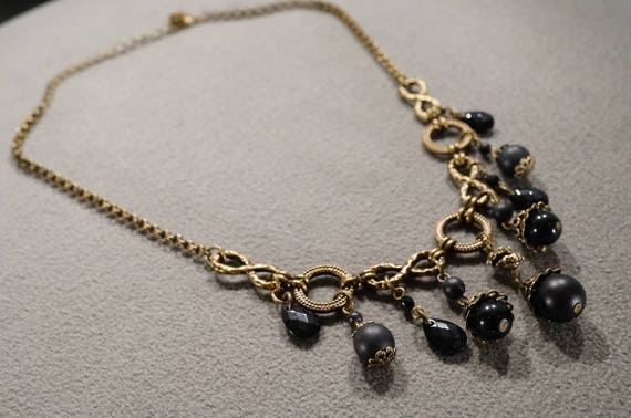 Vintage Art Deco Style Bib Style Glass Beads Dang… - image 1