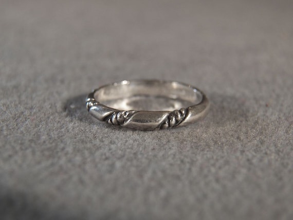 Vintage Sterling Silver Fancy Raised Relief Eternity Wedding Band Band Ring 6 **RL