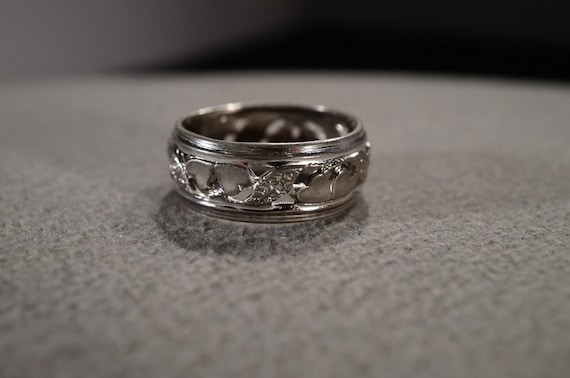 vintage sterling silver wide statement band ring … - image 1