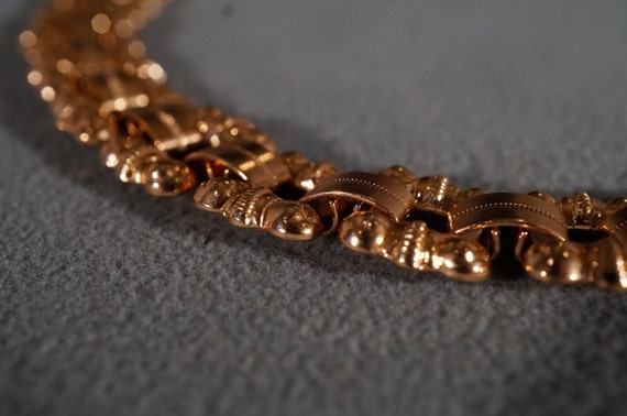 Vintage Rose Gold Tone Link Necklace, Intricate S… - image 3
