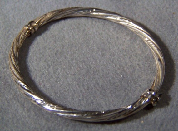 Vintage sterling silver bold twisted bangle brace… - image 3