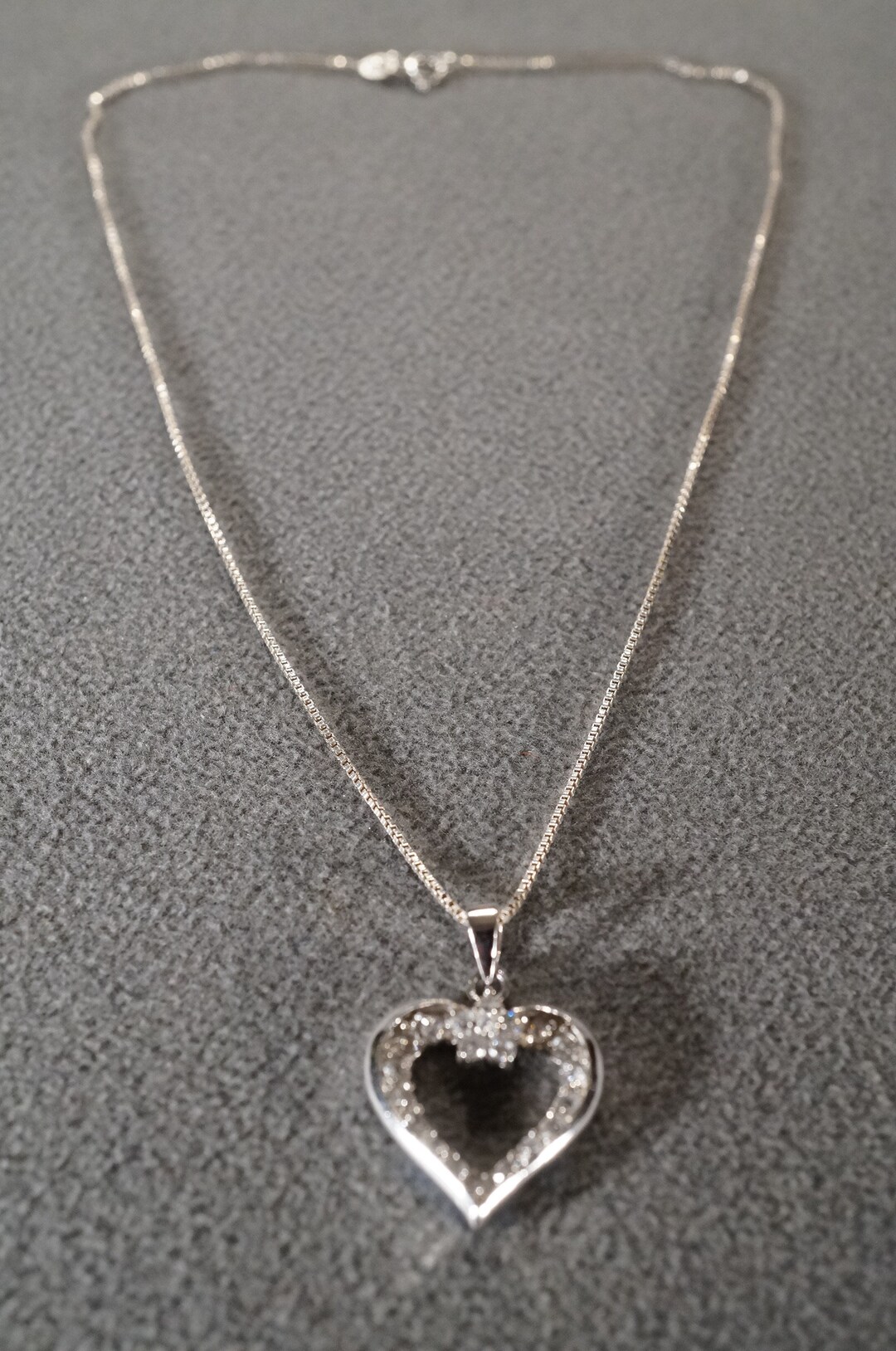 Vintage Art Deco Style Sterling Silver Genuine White Topaz Heart