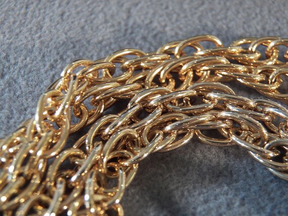 Vintage Goldtone Large Link Necklace with Amber-c… - image 5