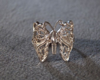 Vintage Sterling Silver Butterfly Ring, size 8 Jewelry **RL