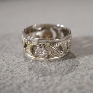 Vintage Sterling Silver Fashion Band With Cut Away Heart and Vintage Sterling Silver Fashion Band With Cut Away Heart and