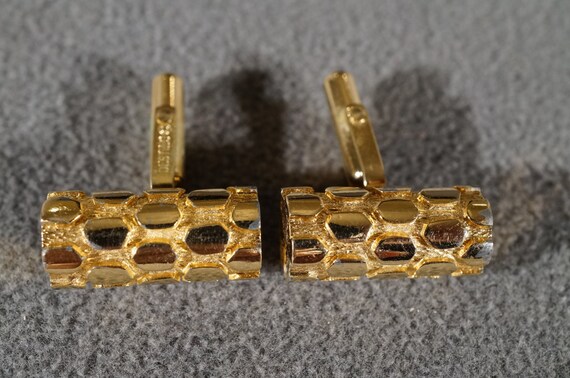 76200c.jpg Vintage Gold-tone Art Deco Architectural Columnal Structural Cuff Links main image 1