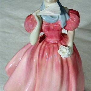 Vintage English Royal Doulton 1959 Camellia Detailed Porcelain Female Figurine Designer Stamped Signed Numbered