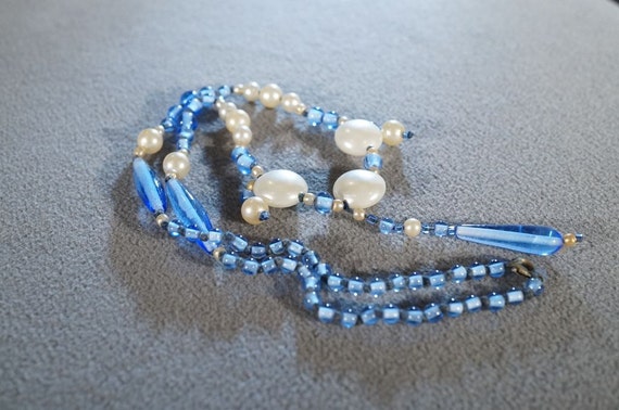 Vintage Multi Round oblong Royal Blue Glass Bead … - image 3
