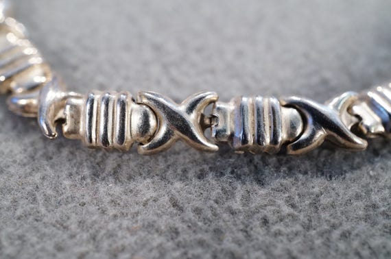 vintage sterling silver tennis bracelet with link… - image 2