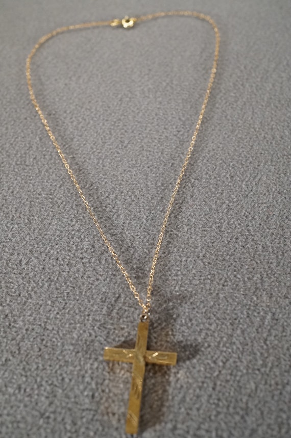 Vintage Art Deco Style 12K Gold Filled Cross Etche