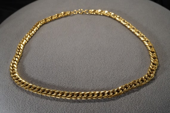 Vintage Art Deco Style Yellow Gold Tone Chain Design Necklace