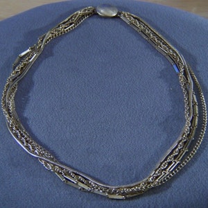 Vintage Unique Yellow Gold tone 5 strand 26&quot; gold multi chain necklace Chain W **RL