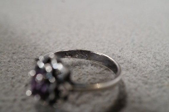 Vintage Sterling Silver Ring with Oval Amethyst S… - image 4