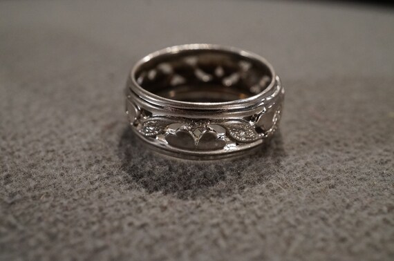 vintage sterling silver wide statement band ring … - image 3