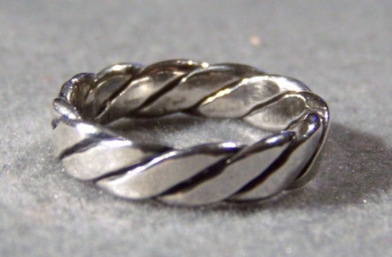 Vintage Sterling Silver Braid Design Eternity Wedding Band Ring, Size 7 Jewelry **RL
