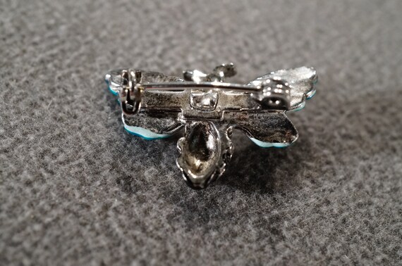 Vintage Art Deco Style Silver Tone Enameled Blue Butterfly Design
