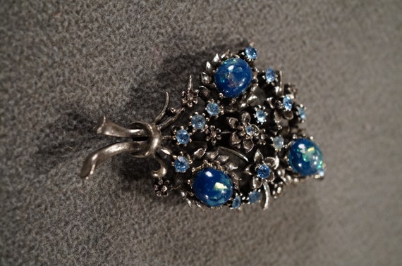 Vintage Art Deco Silver Tone Floral Bouquet Pin Brooch With