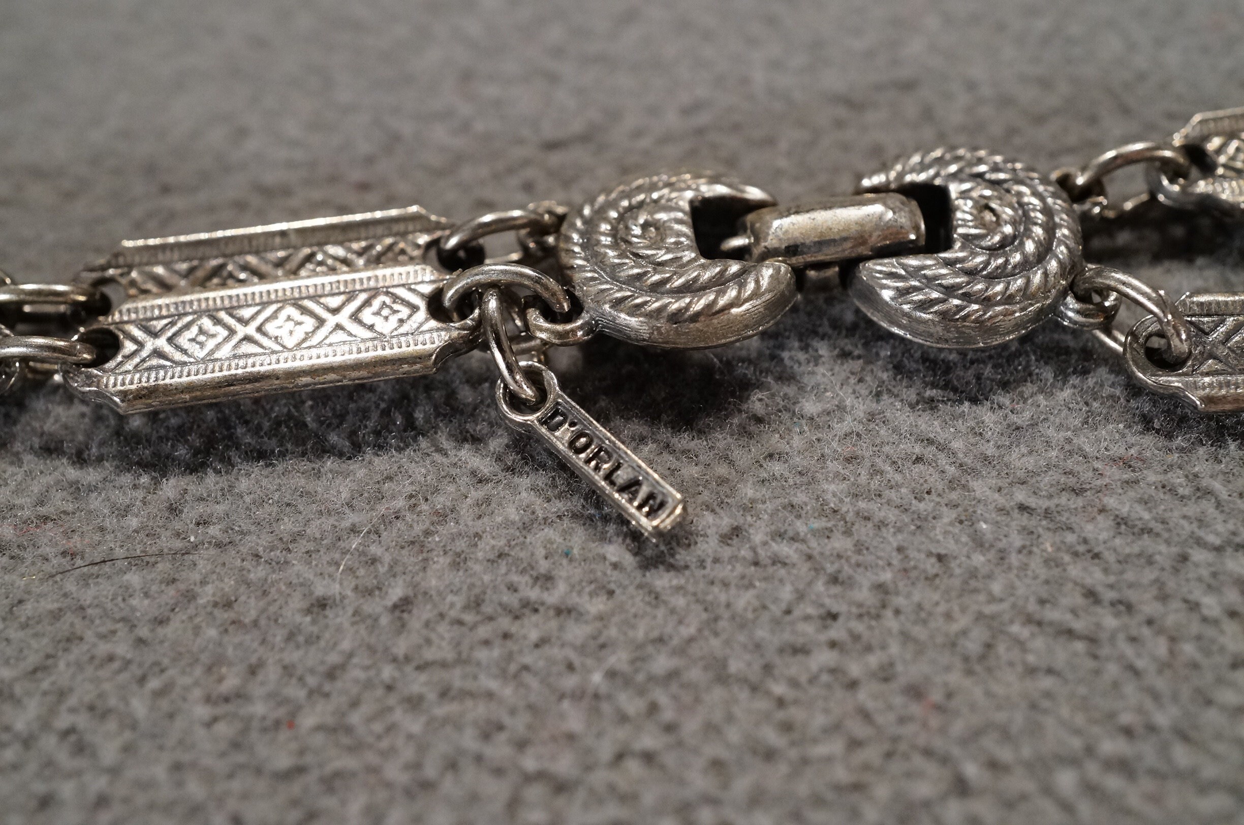 [希少レア] Vintage double chain silver Vintage Art Deco Style Silver Tone Double Stranded Line Link