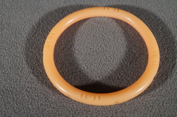 Vintage Celluloid Bangle Stackable Peach Color Br… - image 2