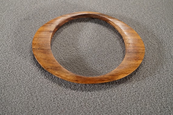 Vintage Art Deco Style Wooden Oval Bangle Round Bracelet