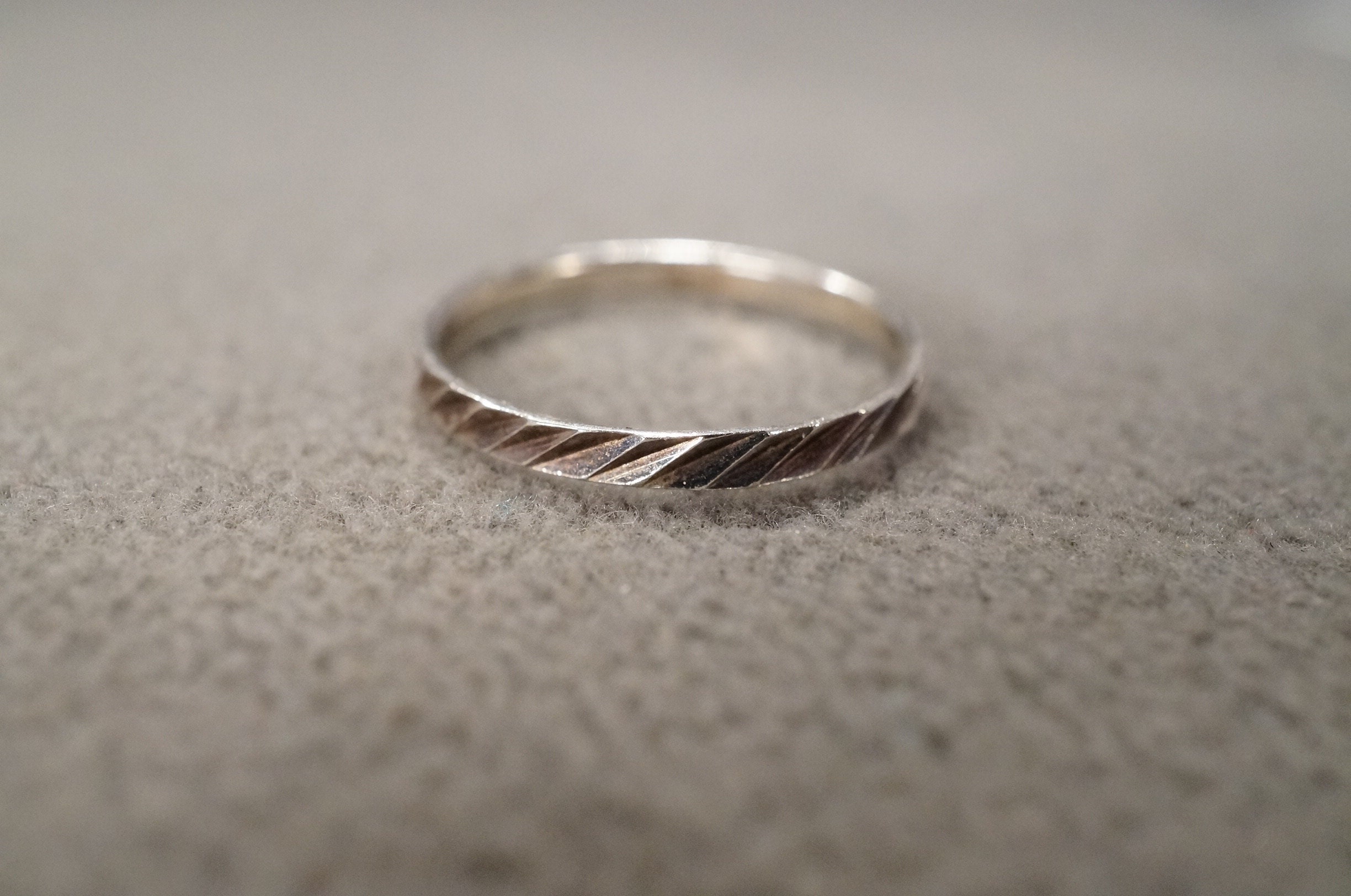 Vintage Sterling Silver Sparkly Etched Classic Eternity Style