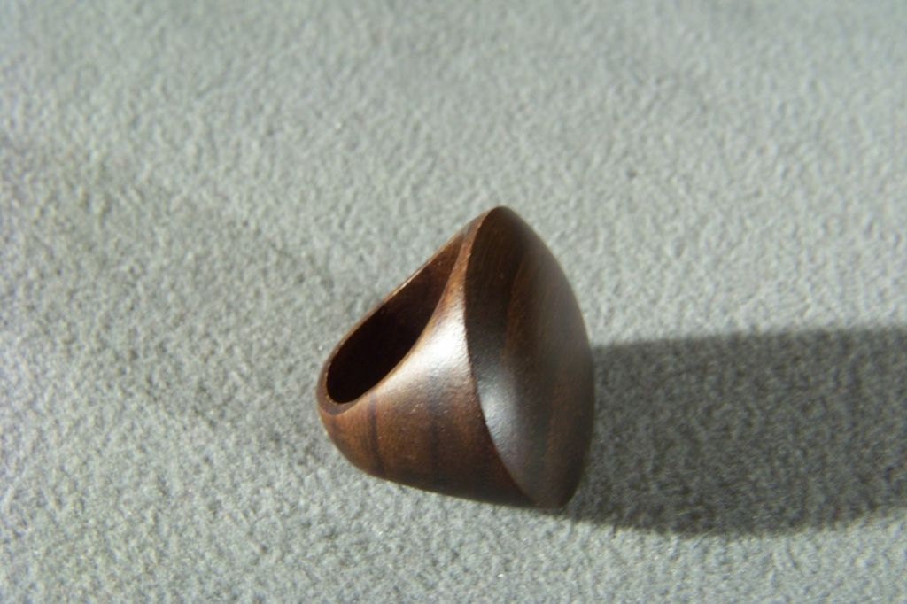 Vintage Bold Heavy Wood Bold Danish Modernistic Ring, Size 9