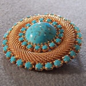 Vintage faux turquoise dôme brooch - Canada