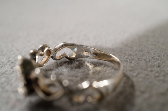 vintage sterling silver fashion ring with hearts … - image 4