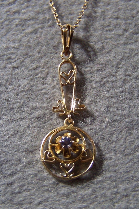 Vintage 14 K Yellow Gold Round Tanzanite Fancy Scr