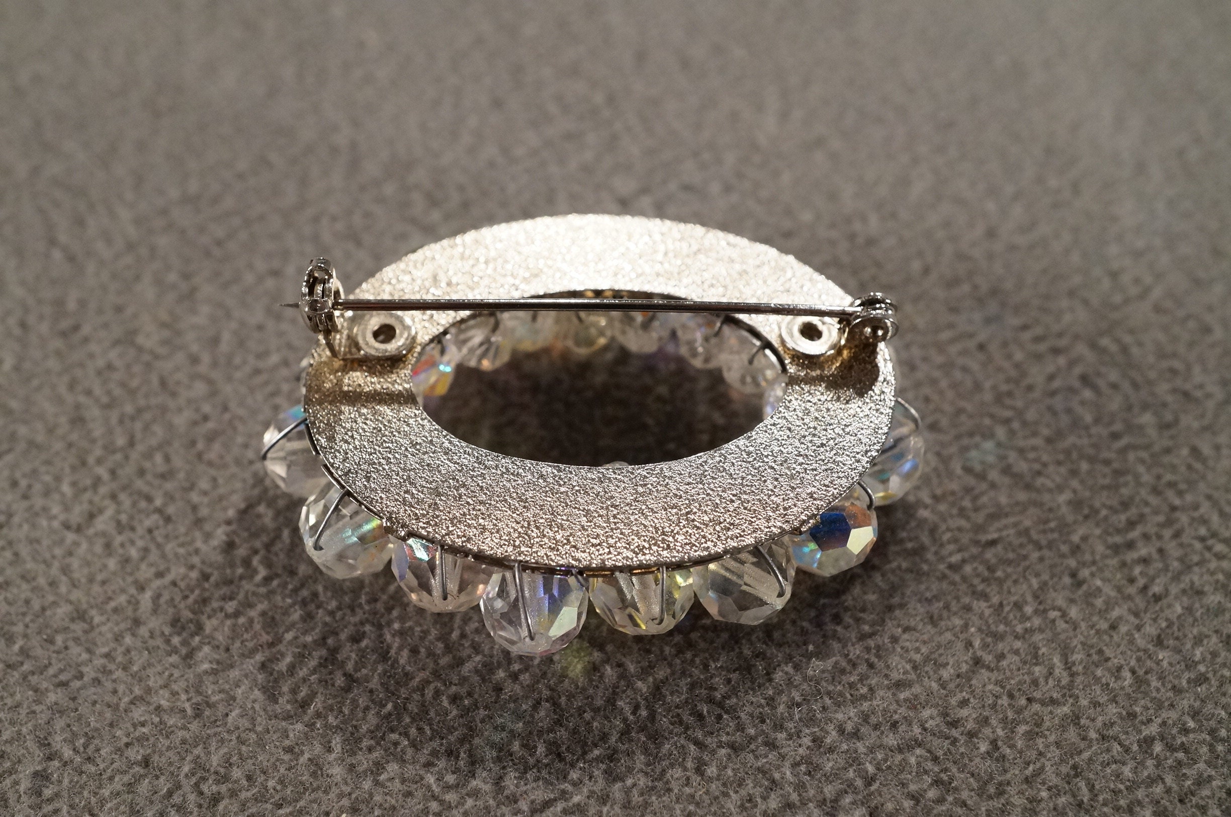 ボールカットオーロラ ガラス ヴィンテージ ブローチ 硝子 Vintage Art Deco Style Yellow Gold Tone Rhinestone Glass