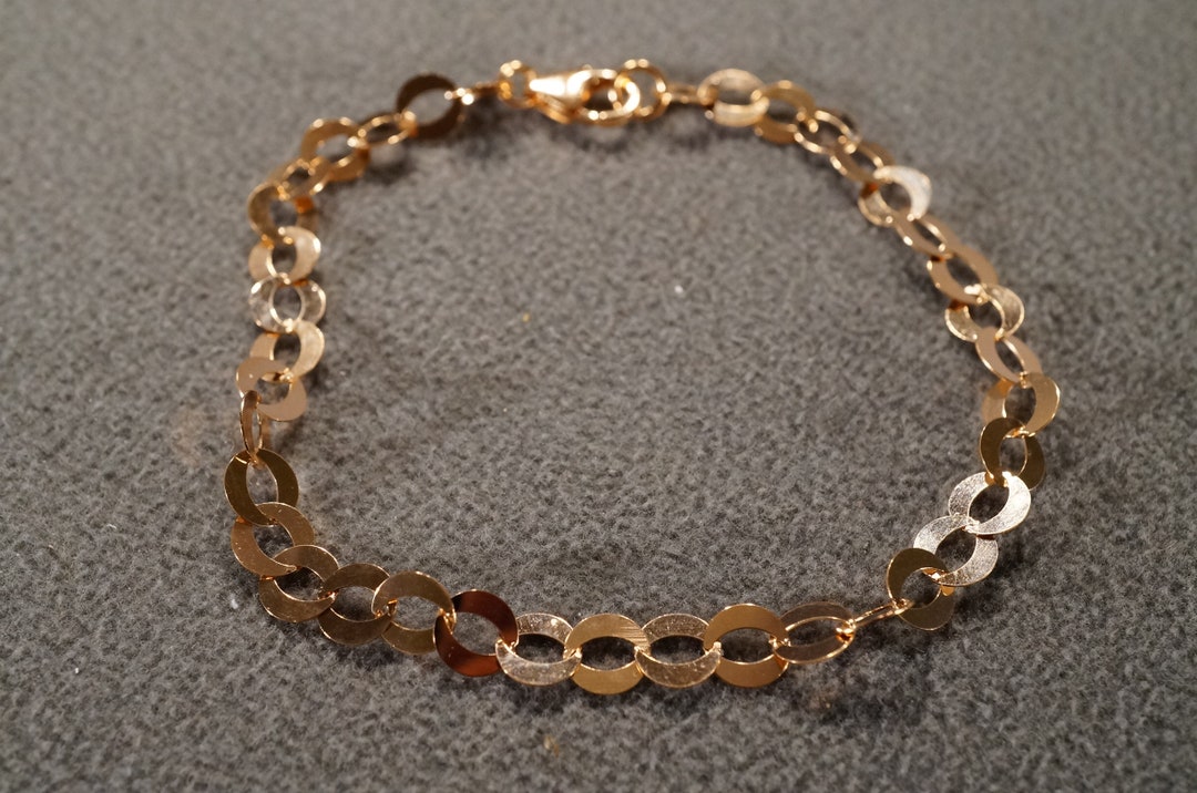 Vintage Rose Gold Overlay Over Bronze Bracelet or Anklet With Large