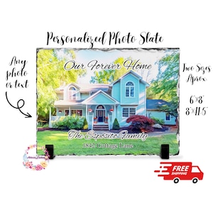 Personalized Home Portrait Photo Slate | Gift For New Home Owner | Our First Home | Housewarming | Home Sweet Home | Realtor Client Gift