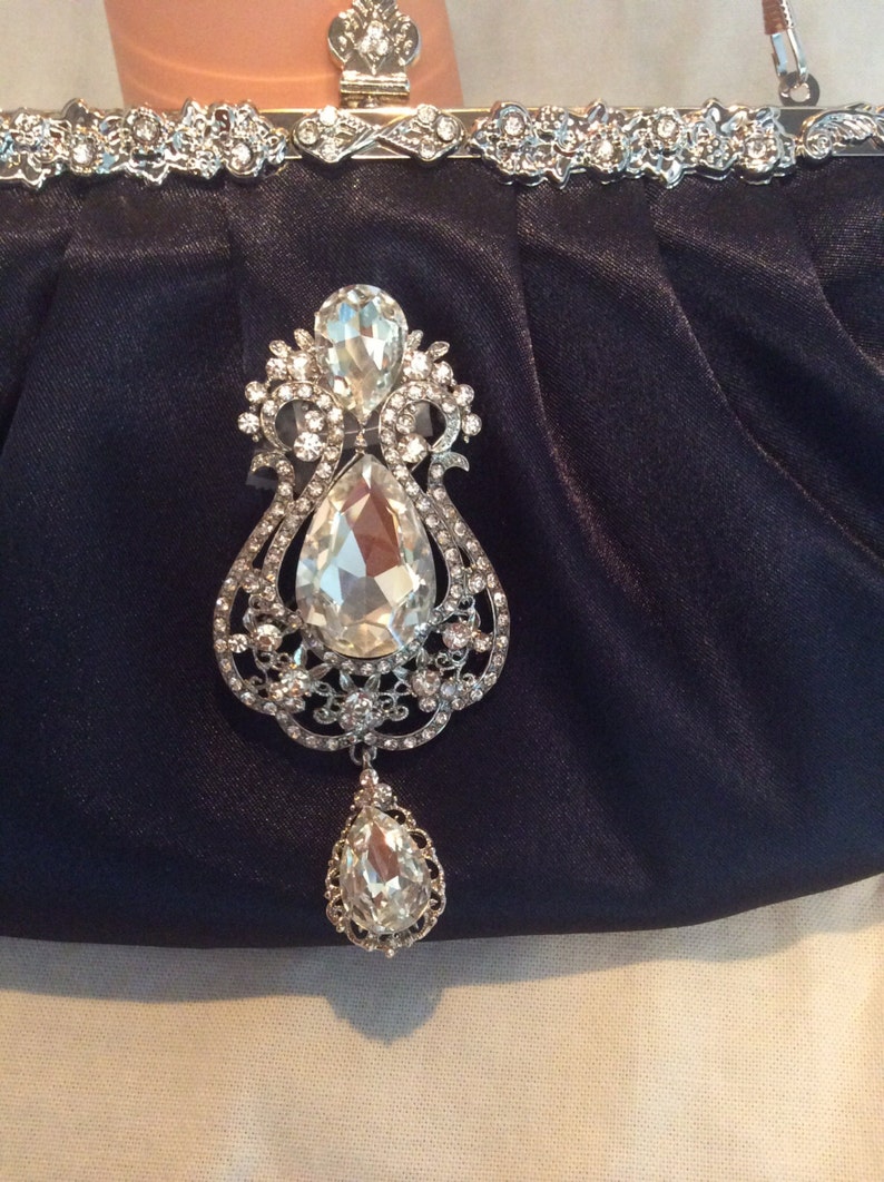 Navy Blue Satin Clutch Evening Bag Bridal Purse Bridal | Etsy