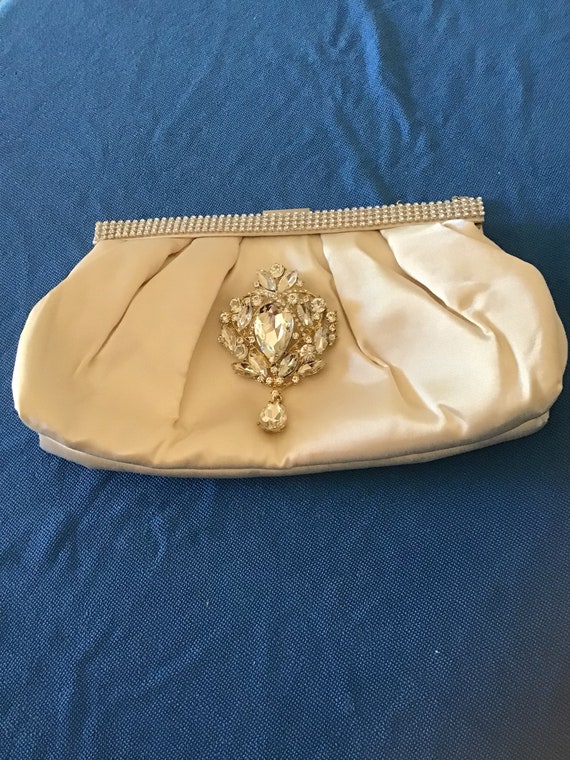 ivory satin clutch bag for wedding
