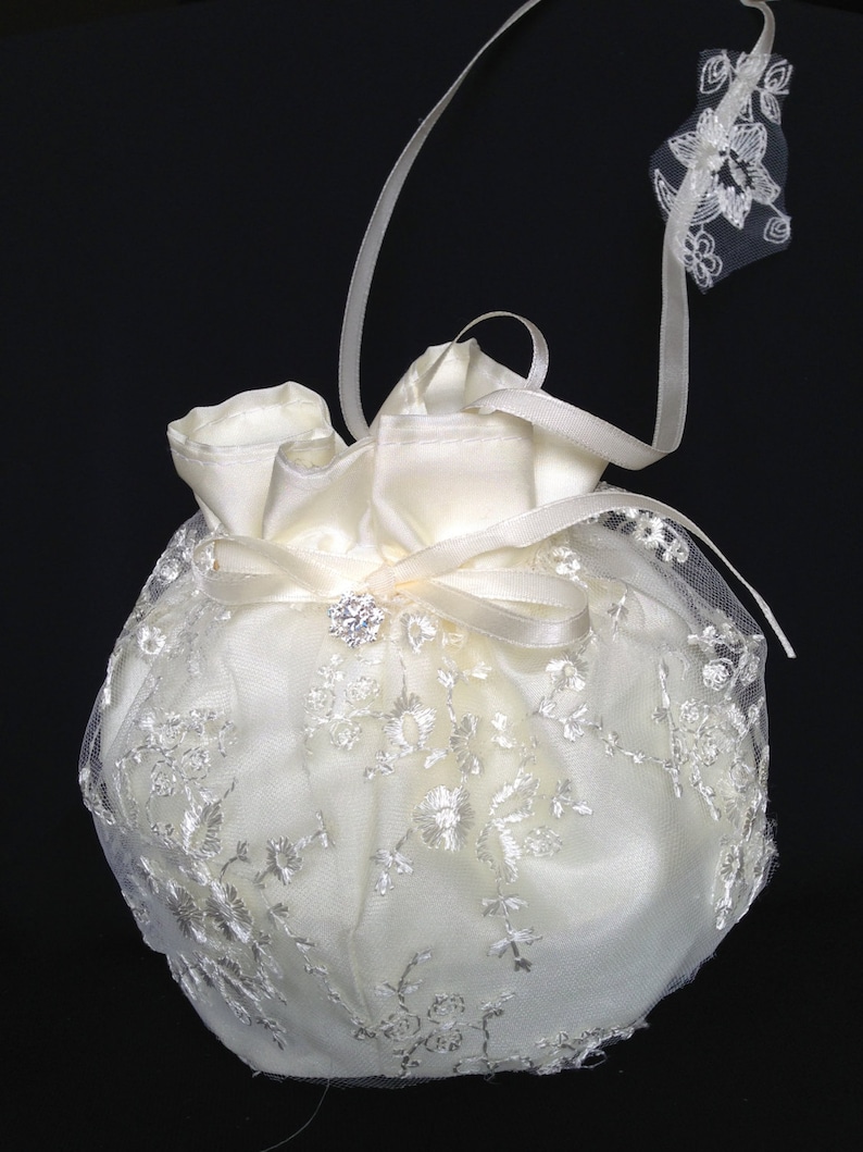Bridal Purse Wedding Money Bag Ivory or White Lace Bridal