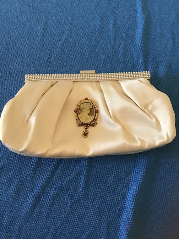 ivory satin clutch