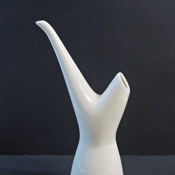 Mid-Century Modern MCM Art Pottery White Porcelain Decanter Pot Teapot