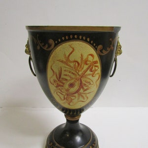Antique Black Gold Peinte Tole Urn Neoclassical NO LID - Made In France 19th Century