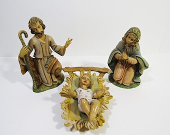 Set di 3 statuette natalizie della Sacra Famiglia italiana - Serie da 5" Giuseppe n. 403, Maria n. 401