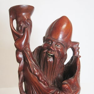 Shouxing Shou Xing Chinese God of Longevity Hand Carved Statue Figurine 16.5&quot; Chinese Old Wise Man
