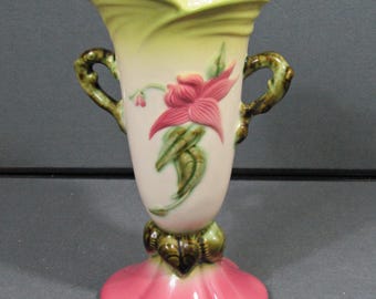 Vintage Hull Pottery Woodland W18 Vase, Chartreuse Pink Hi Gloss Floral Vase, 1950s American Art Pottery, Mid Century Ceramic Vase