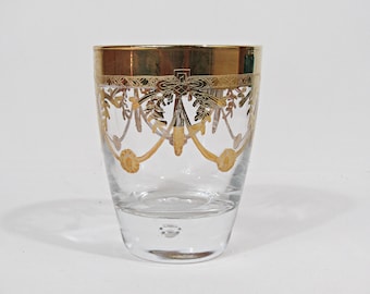 Cre Art Raffinato 24k Gold Italian Crystal Old Fashioned Glass, Made in Italy Barware