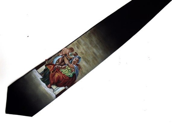 Hand Painted Men Silk Neck Tie Art Novelty Neckti… - image 1