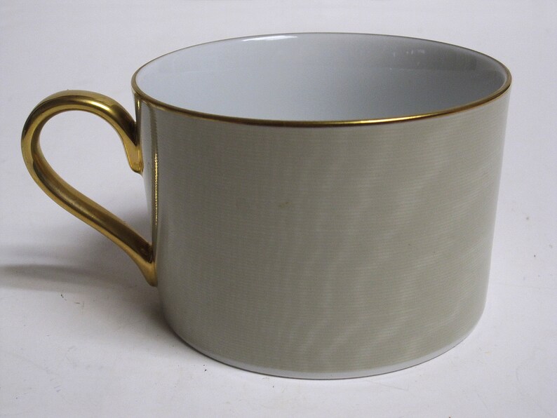 4X Swid Powell Coffee Tea Cup Taffeta Pattern Beige Gold by Freddie Leiba